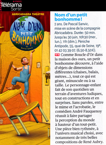 Article "Nom d'un petit bonhomme" • Télérama - avril 2013